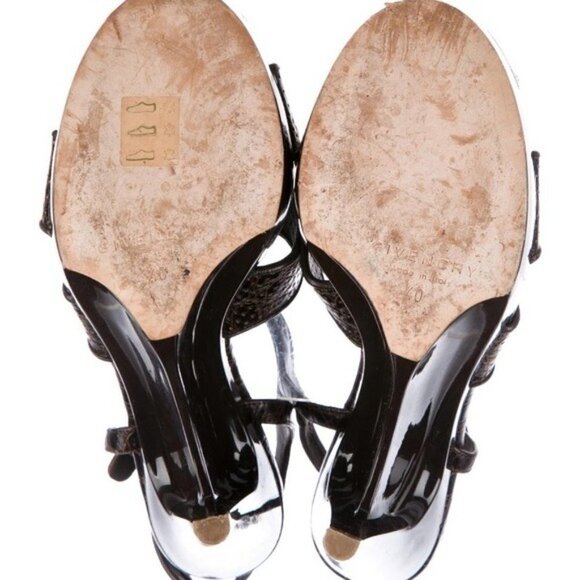 Givenchy Brown Embossed Leather Sandals Size 40 US 10 - Picture 3 of 9